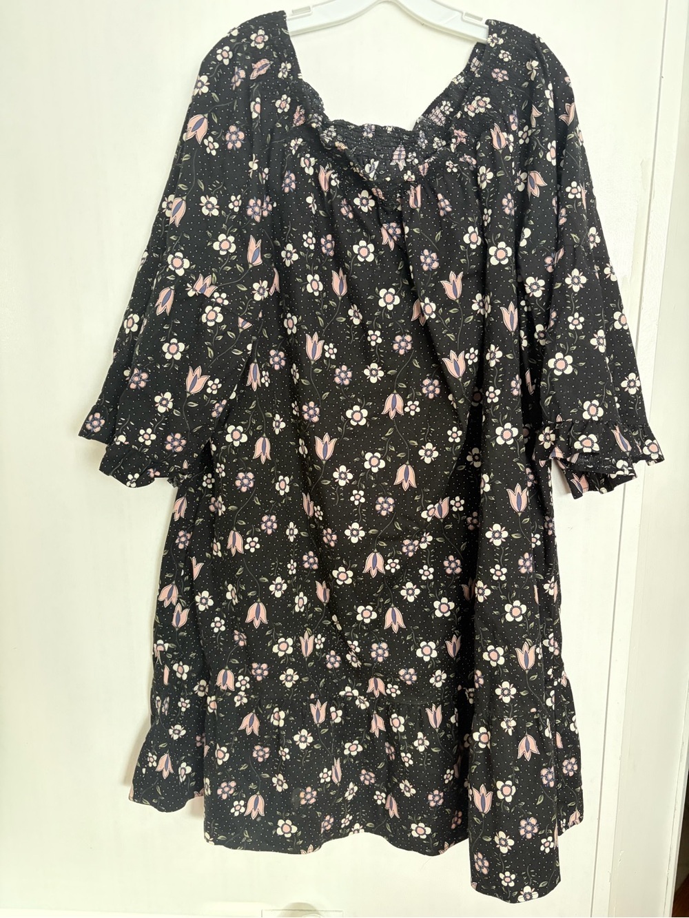 Eloquii black Floral Square-Neck Midi Dress - Picture 10 of 15